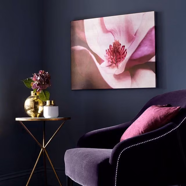 Art for the Home Metallic Plum Petals Printed Canvas Wall Art in Purple