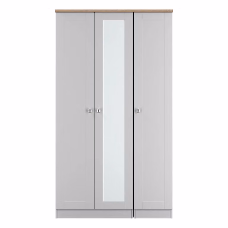 Ready Assembled 2 U Cumbria Tall Triple Mirror Wardrobe in Mid Grey