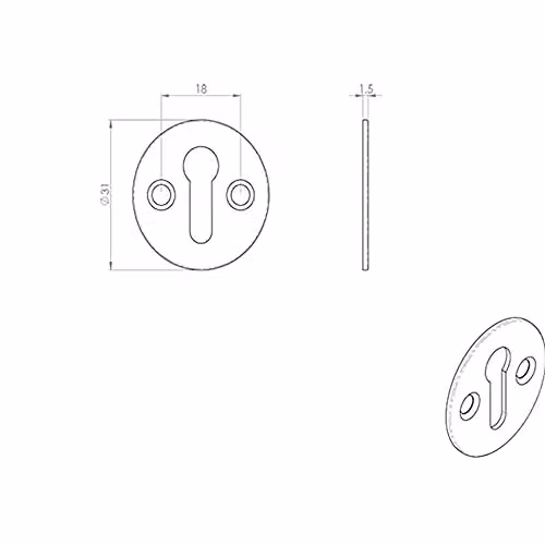 Loops 31mm Keyhole Profile Round Escutcheon Plate in Polished Brass – 2