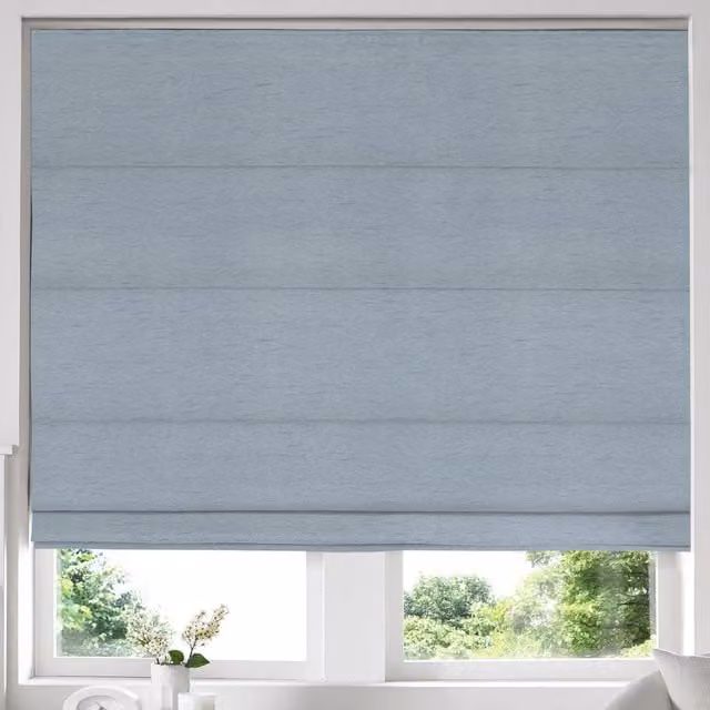 Simply Collection Iowa Silk Essence Made to Measure Blackout Roman Blind in Blue