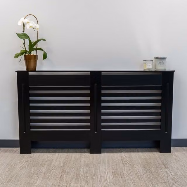 Jack Stonehouse Modern Horizontal Striped Radiator Cover in Matt Black