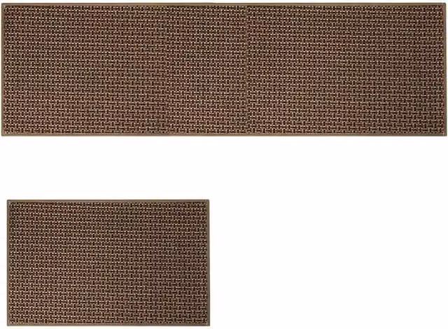 KORVIXA Non Slip Woven Rubber Kitchen Mat, 2 Pieces, Brown, W: 100 cm, L: 1000 cm