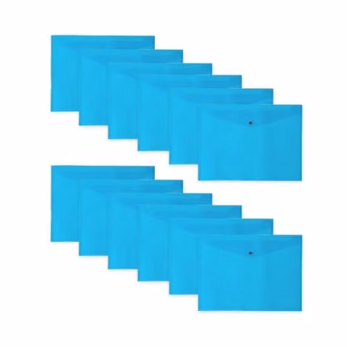 Pack of 12 Blue Janrax A3 Polypropylene Document Wallets with Press-Stud Fastening