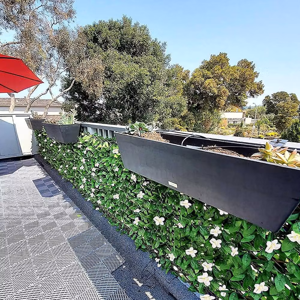 YnysTec Green Artificial Ivy Hedge Roll for Garden Privacy Fence Screening, W: 200 cm x H: 40 cm – 4