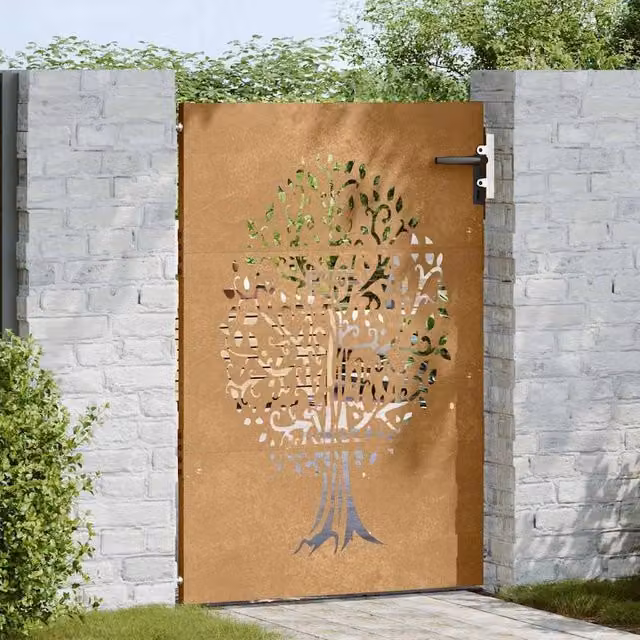 Berkfield Home Beautiful Garden Gate, Corten Steel Tree Design in Brown, W/H: 85 x 150 cm