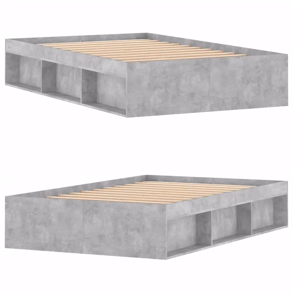 Berkfield Home Modern Bed Frame in Grey with Side Compartments, W/D/H: 120 x 200 cm – 3