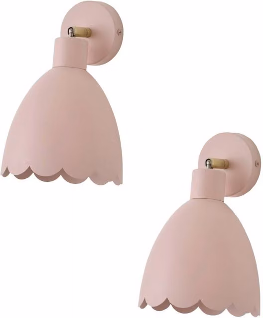 ValueLights Millie Pair of Rose Pink Scallop Adjustable Wall Lights with Bulbs – 2