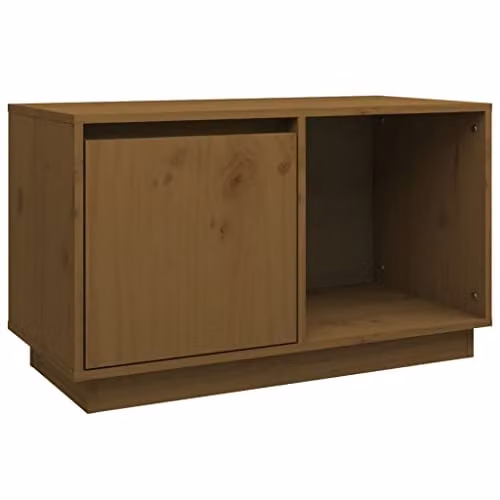 vidaXL TV Cabinet in Honey Brown Solid Pine Wood, W/D/H: 74 x 35 x 44 cm