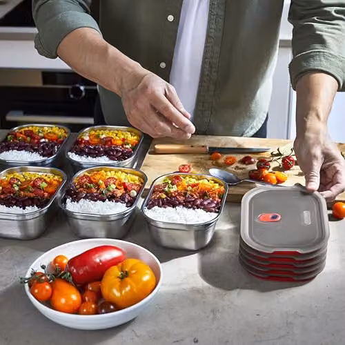 Black + Blum Grey Stainless Steel Multifunction Lunch Bowl Set with Leakproof Lids, 600ml, 900ml and 1.2L – 5
