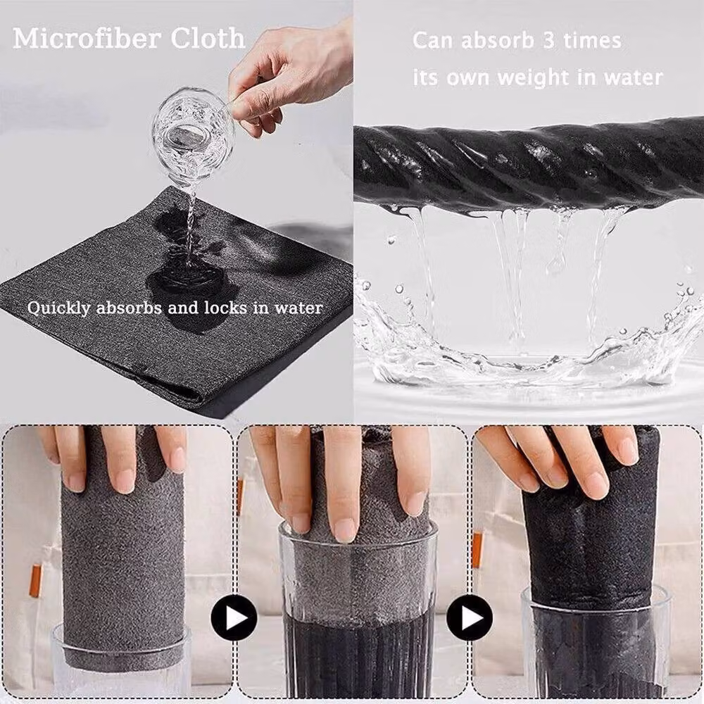 PAWNORA Microfibre Glass Wiping Rags, Grey, 10 Pack, W: 20 cm, D: 30 cm – 3