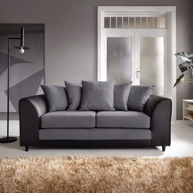 Abakus Direct Dylan 3 Seater Modern Fabric Upholstered Sofa in Grey