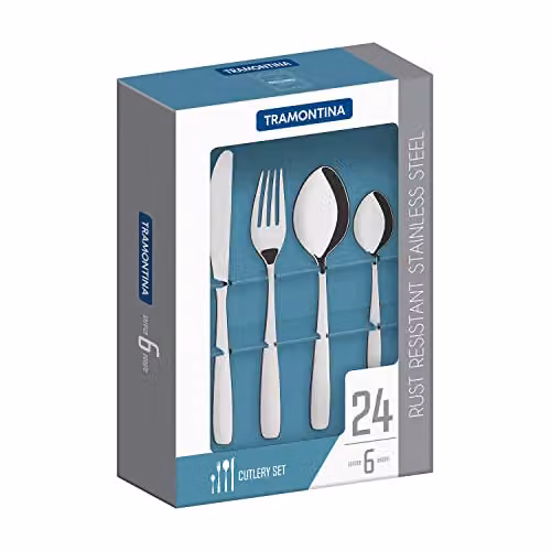 Tramontina Polished Silver Stainless Steel 24-Piece Cutlery Set – 1