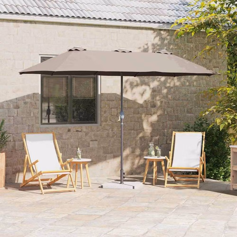 Berkfield Home Modern Garden Parasol in Taupe with Powder-coated Steel Frame, W/D/H: 380 x 196 x 235 cm – 2