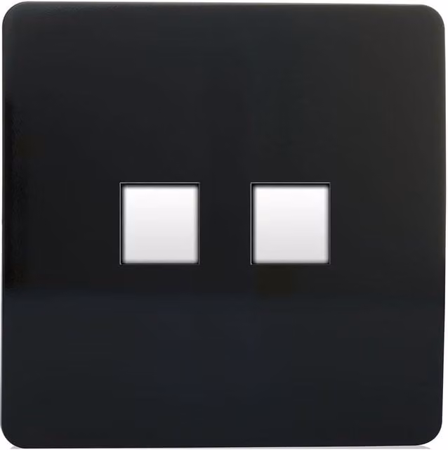 Trendi Switch 2 Gang RJ45 Cat 5e PC Ethernet Flush Socket in Piano Black