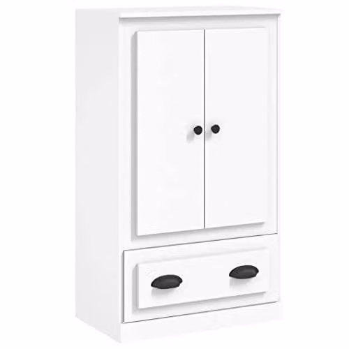 vidaXL Modern White Highboard with Hinged Doors and Internal Shelves, W/D/H: 60 x 35.5 x 103.5 cm