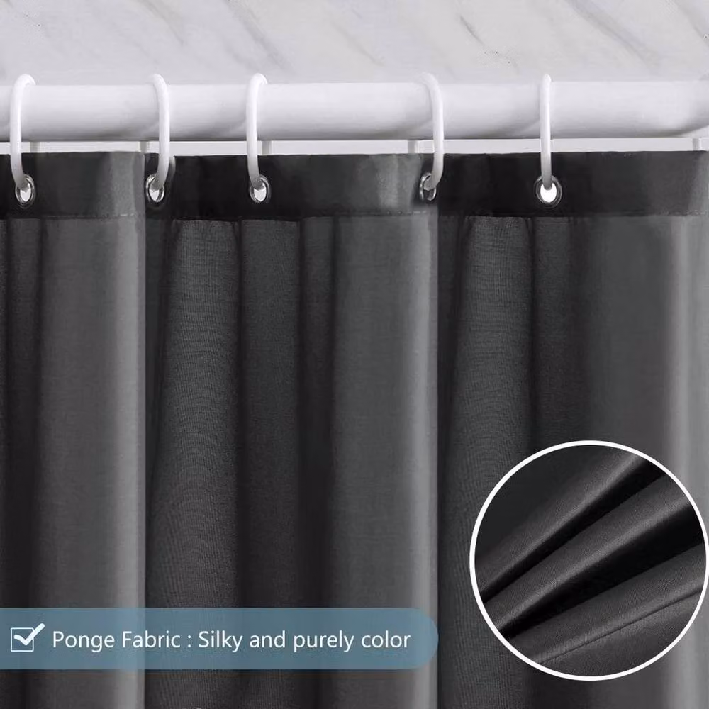 Kelvenix Waterproof Black Fabric Shower Curtain with Weighted Hem and Eyelets – 3