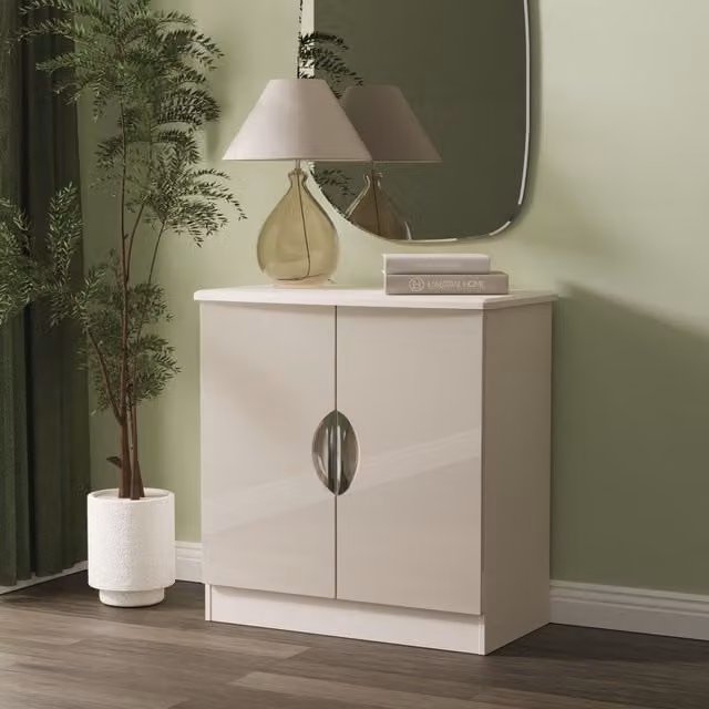 2 U Holborn Ready Assembled 2 Door Freestanding Cabinet in Beige Glossy Finish