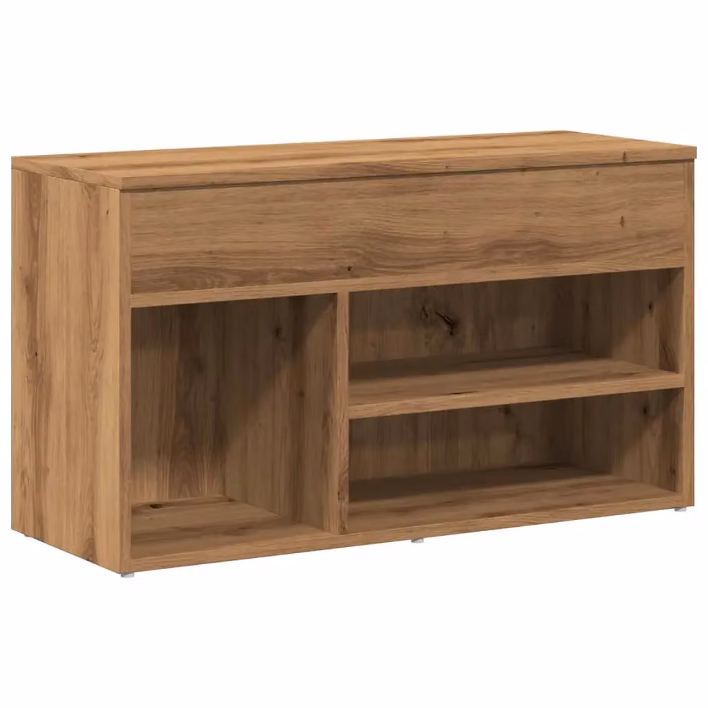 Berkfield Home Artisan Oak Shoe Bench in Brown, W/D/H: 80 x 30 x 45 cm – 2