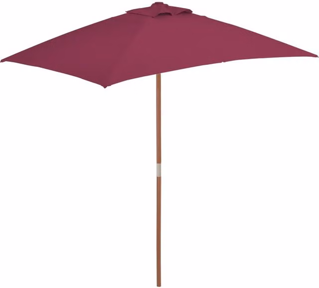 Berkfield Home Outdoor Garden Parasol with Wooden Pole, Red, W: 200 cm, D: 150 cm, H: 150 cm