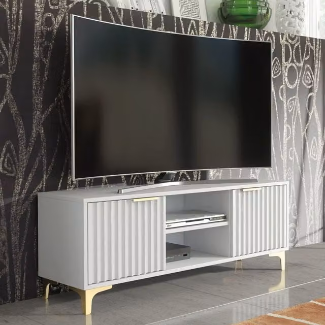 Creative Furniture Tide Crest Modern Fluted TV Unit in Gold, Grey or White, W/D/H: 120 x 35 x 45 cm – 1