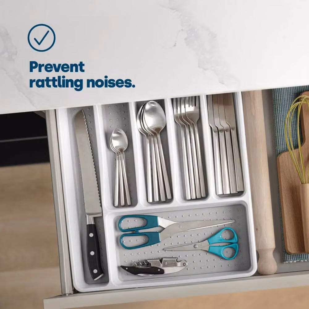 LIVIVO Non-Slip White Plastic Cutlery Tray with 6 Compartments – 2