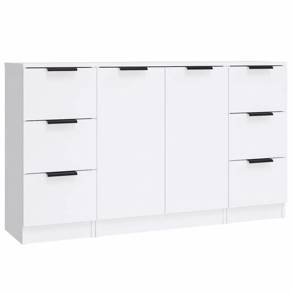 Berkfield Home 3-Piece Modern Sideboard Set in White Matt MDF – 2