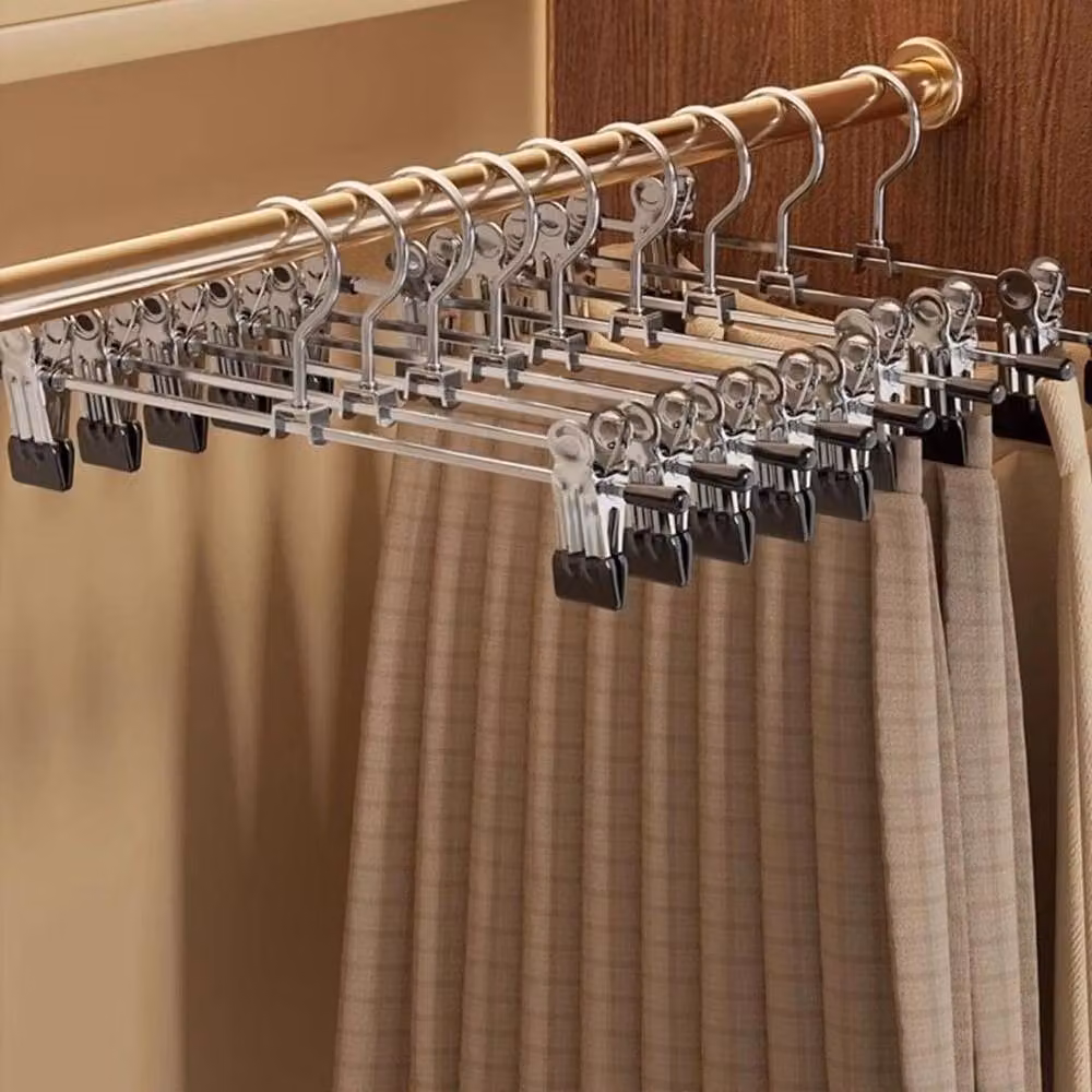 PAWNORA 20-Piece Stainless Steel Pants Hangers with Non-Slip Clips in Silver – 3