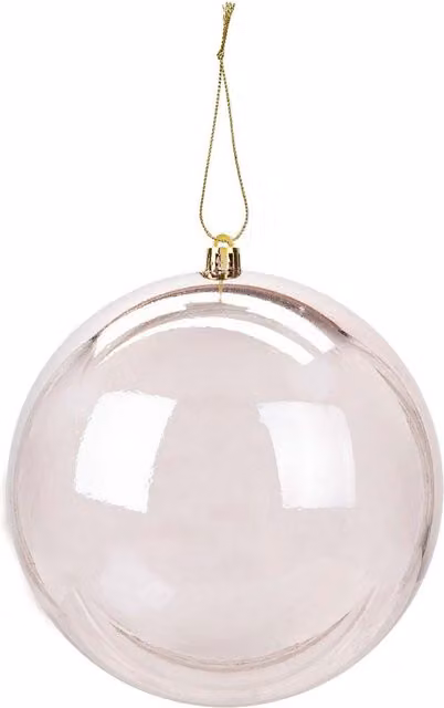 VFM e-Store Round Glass Christmas Bauble Hanging Ornament in Gold and Transparent, Diameter: 12 cm – 1