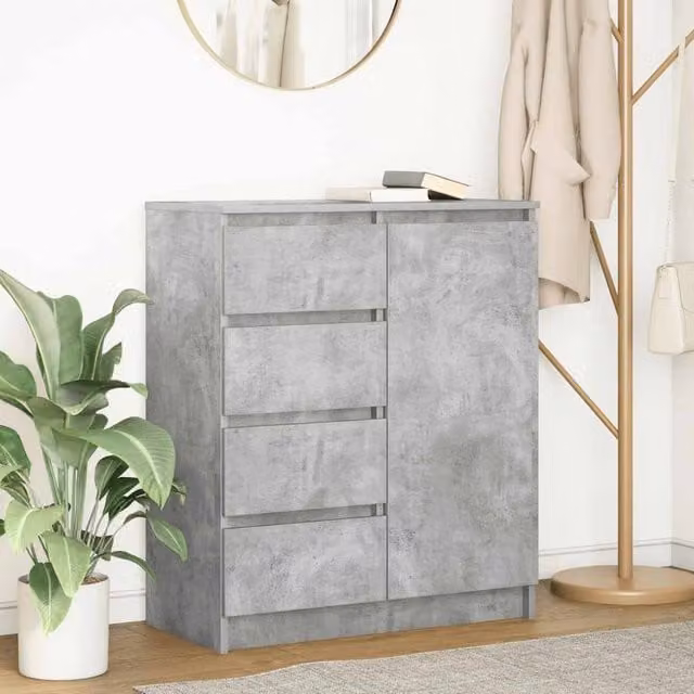 Berkfield Home Sideboard with Drawers in Concrete Grey, W/D/H: 71 x 35 x 84 cm – 1