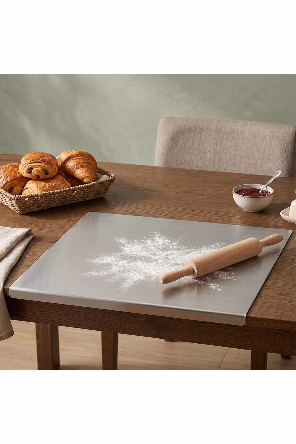Living and Home Stainless Steel Rectangular Counter Edge Chopping Board in Silver, W: 40 cm, D: 30 cm – 2
