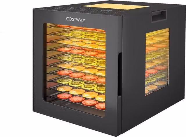 Gymax Food Dehydrator with 10 Stainless Steel Trays and 10 Presets in Black – 1