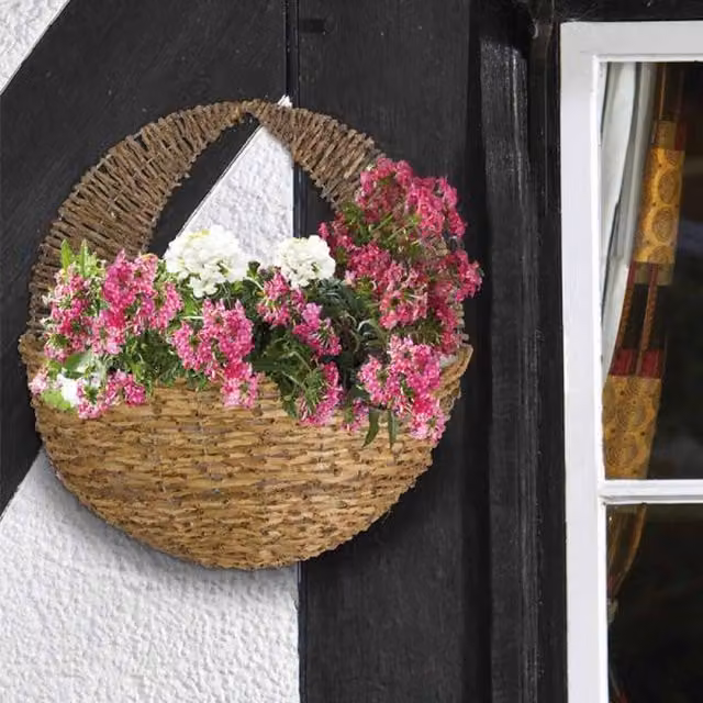 Garden Mile Brown Rattan Hanging Basket Planter, Diameter: 40.64 cm