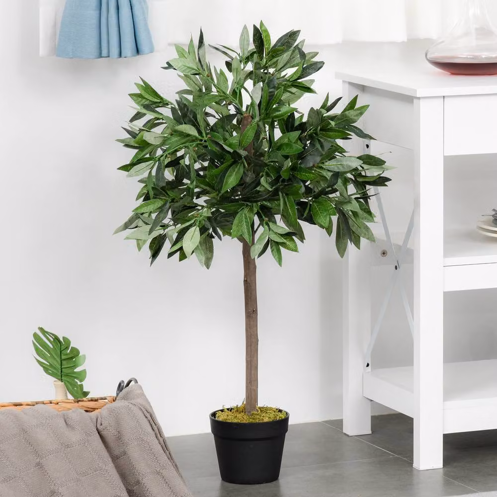 STILVORA Set of 2 Artificial Bay Trees in Green, Height: 90 cm – 3