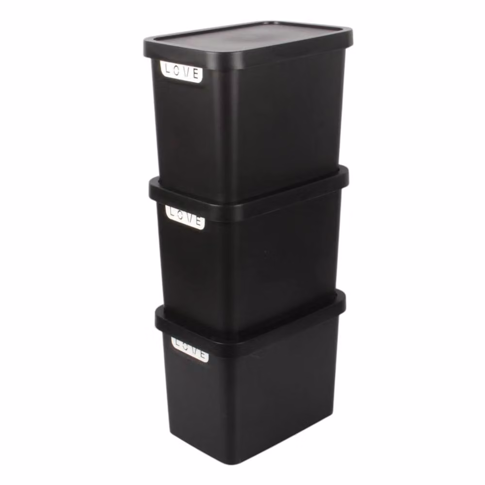 NESTLUNE Black 3-Piece Plastic Storage Box Set, 12.5L per Container – 2