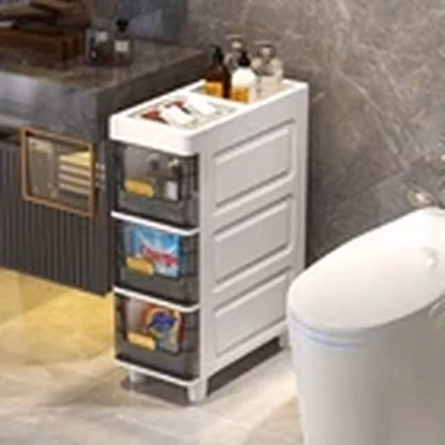 EONLION Slim 3 Drawer Free Standing Bathroom and Kitchen Storage Cabinet in White – 1