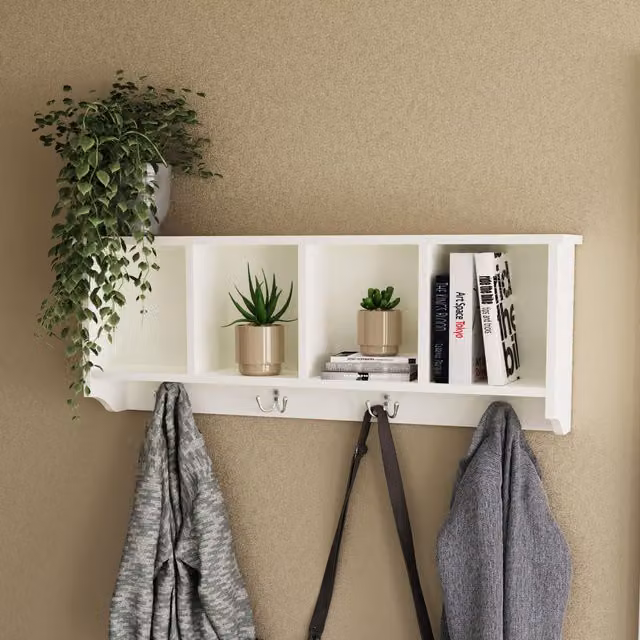GFW Kempton Wall Rack with Distributed Point Hooks in White and Grey Matt – 2