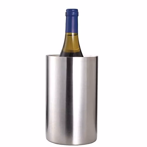 BarCraft Double Walled Insulated Stainless Steel Wine Cooler in Silver