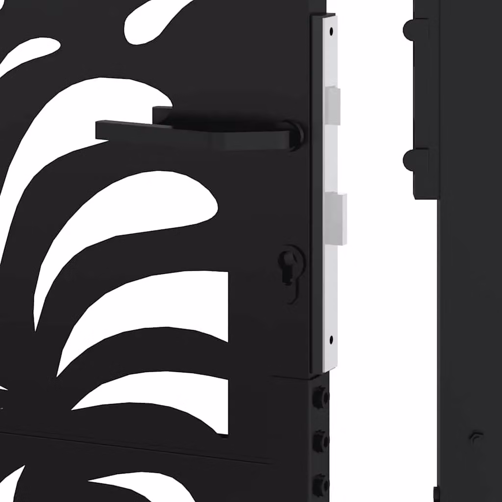 Berkfield Home Black Steel Wave Design Garden Gate W: 105 cm, H: 130 cm – 7