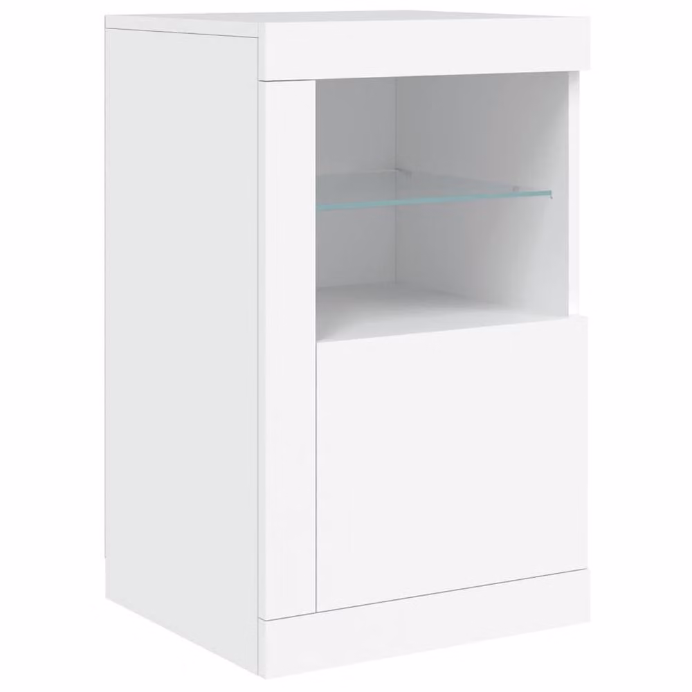 Berkfield Home Modern White Side Cabinet with LED Lighting and Glass Doors, W/D/H: 67 x 41 x 37 cm – 3