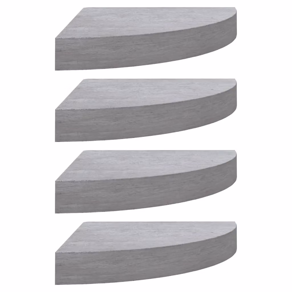 Berkfield Home Set of 4 Wall Mounted Corner Shelves in Concrete Grey MDF, W/D/H: 35 x 35 x 3.8 cm – 2