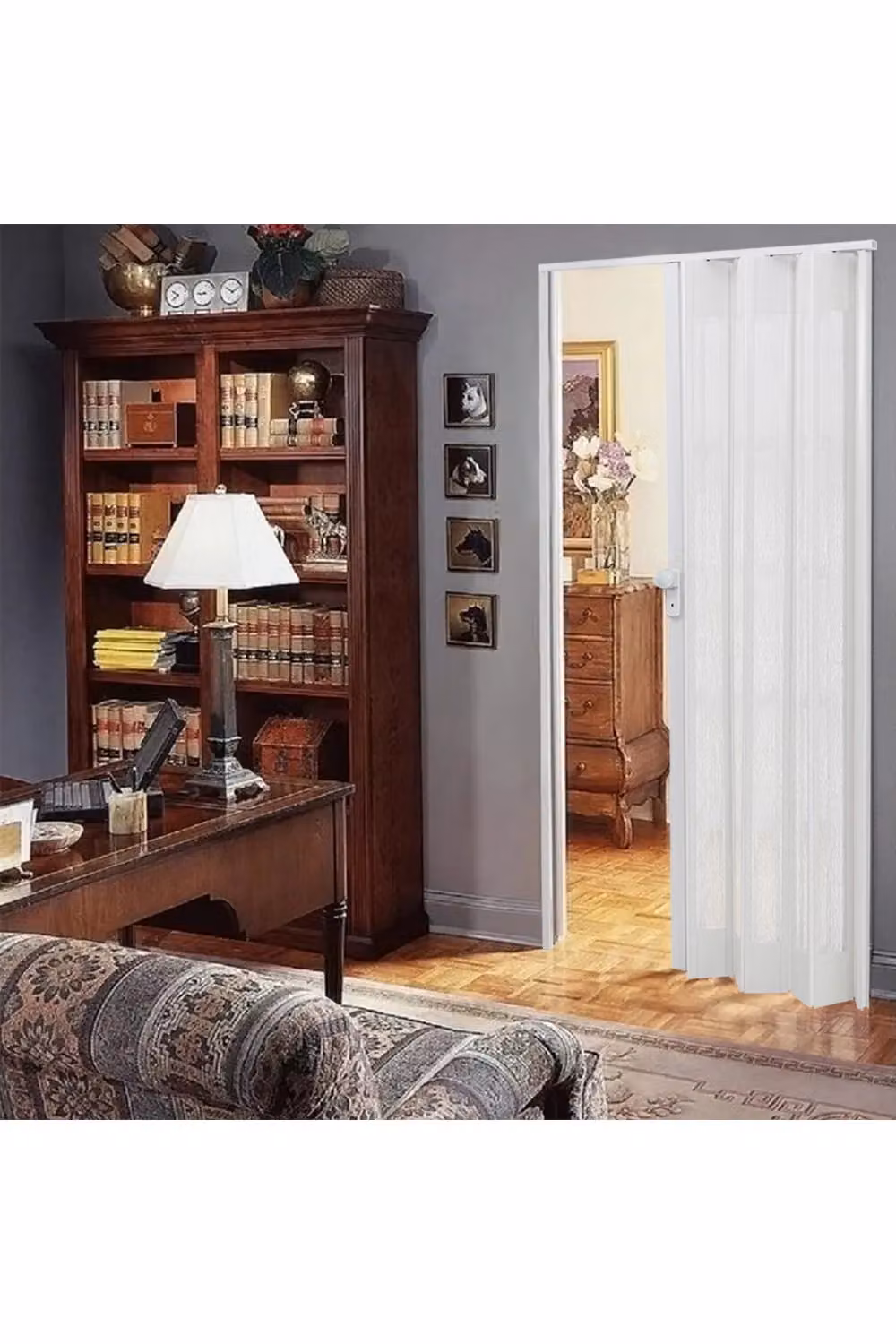 Livingandhome White PVC-Acrylic Folding Partition Door with Wheels and Handle, H: 203 cm x W: 87 cm – 2