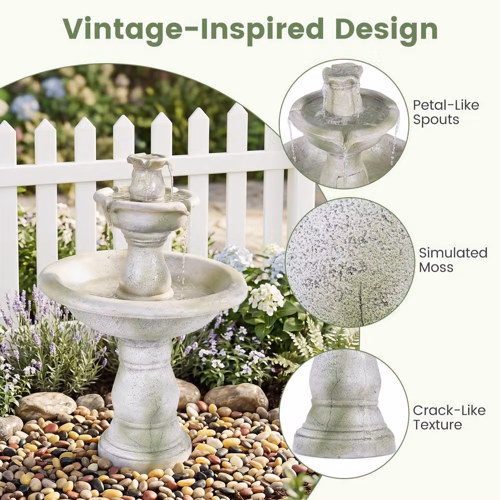 Gymax Grey Cascading Outdoor and Indoor Water Fountain, Height: 89 cm – 5
