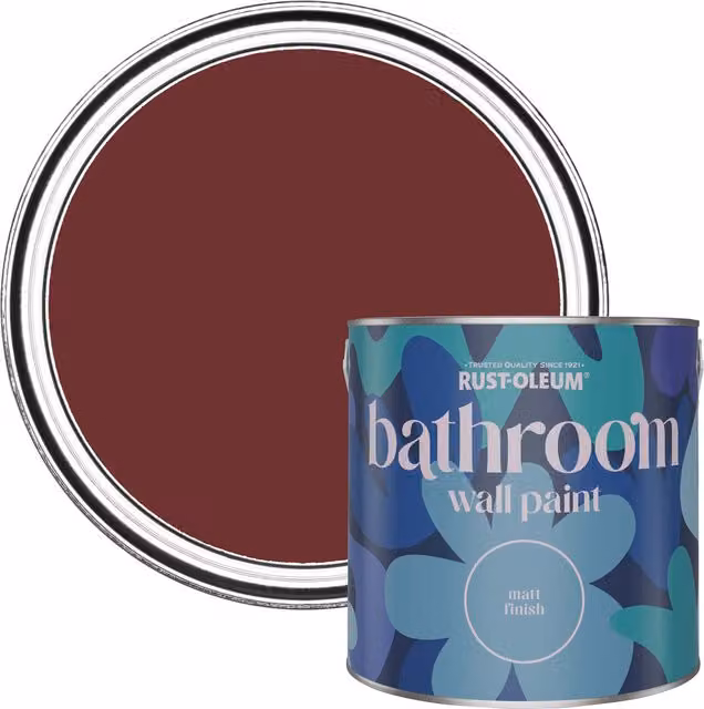 Rust-Oleum Empire Red Water-Based Matt Bathroom Wall and Ceiling Paint, 2.5L