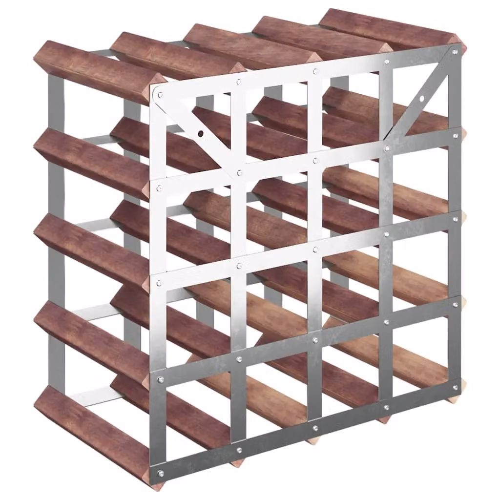 Berkfield Home Rustic Brown Solid Pine and Metal Wine Rack for 20 Bottles – 5