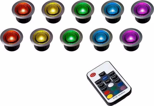 ValueLights Dimmable RGB LED Outdoor Decking Light in Silver