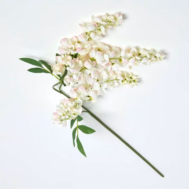 Homescapes Wisteria Single Stem Floral Decoration in Beige, Pink and White, Height: 92 cm