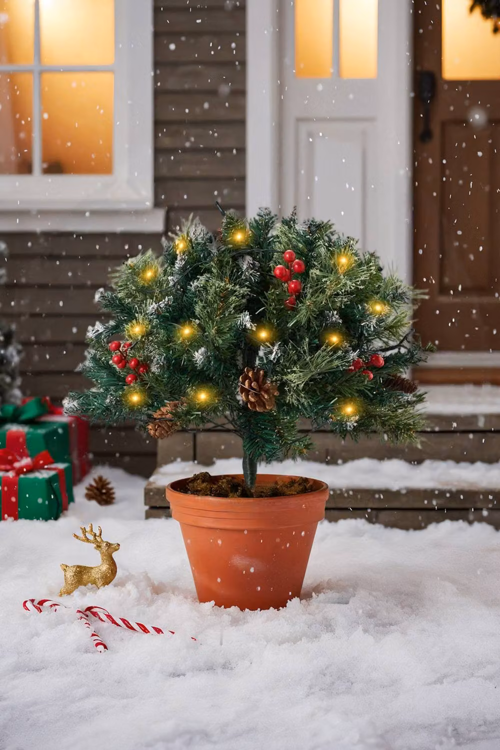 Living and Home Artificial Christmas Urn Filler Decoration with Ground Stake – 2