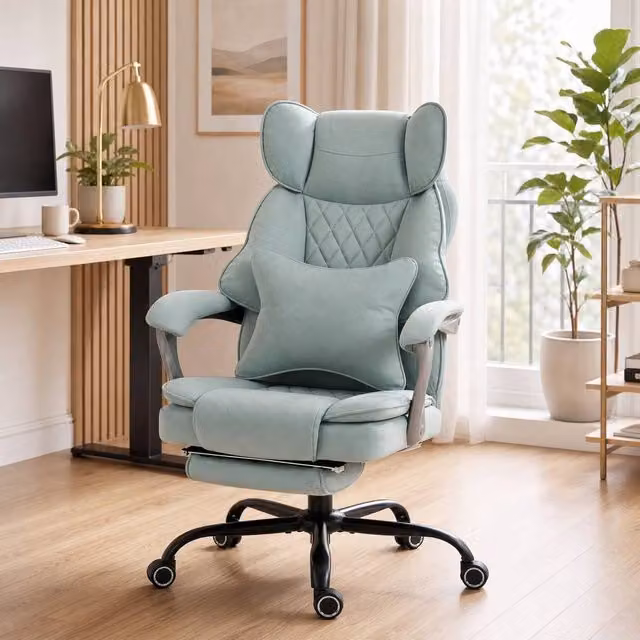 STILVORA Big & Tall Executive Office Chair with Headrest and Footrest in Green