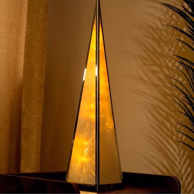 Marco Paul Pyramid LED Light in Clear and Silver, W/D/H: 16 x 16 x 16 cm