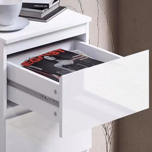 FWStyle White Gloss 4 Drawer Chest of Drawers H 99 cm x W 40 cm x D 40 cm – 3